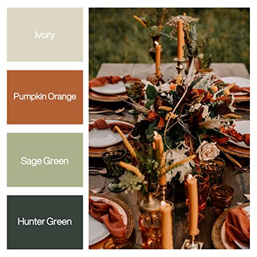 Image of PartyWoo Green and Orange Crepe Paper Streamers 6pcs 492ft Pack of Sage Dark Green Burnt Orange Sand White Crepe Paper Streamers for Birthday Baby Shower Woodland Dinosaur Jungle Party Decorations