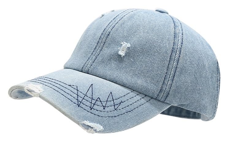 SwooK Unisex Ripped Distressed Denim Mens Men Boys Womens Trucker Adjustable Baseball Cap Caps for Mens Men Boys Womens Caps Cap (HB029 - Blue)