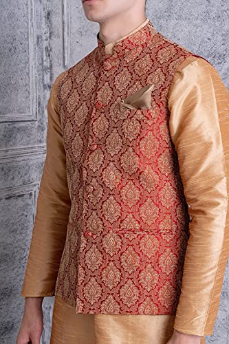 Image of Uri and MacKenzie Men's Silk Blend Kurta Pajama with Designer Ethnic Nehru Jacket /Modi Jacket