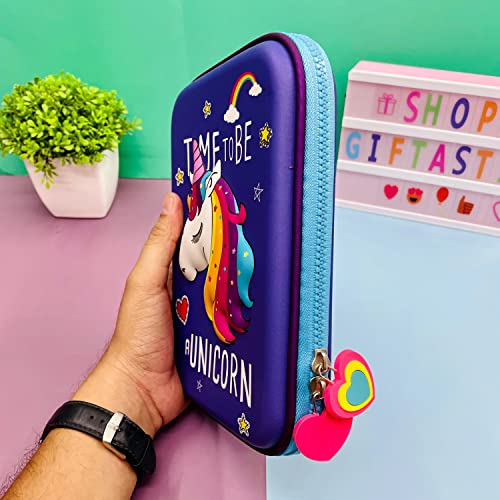 Image of Party Propz Polyester Unicorn Hard Case Pouch, Unicorn Pencil Box Stationery Box Pencil Case Pencil Case For Boys & Girls Pencil Pouch 3D Hardtop Eva Pencil Case, Multicolor