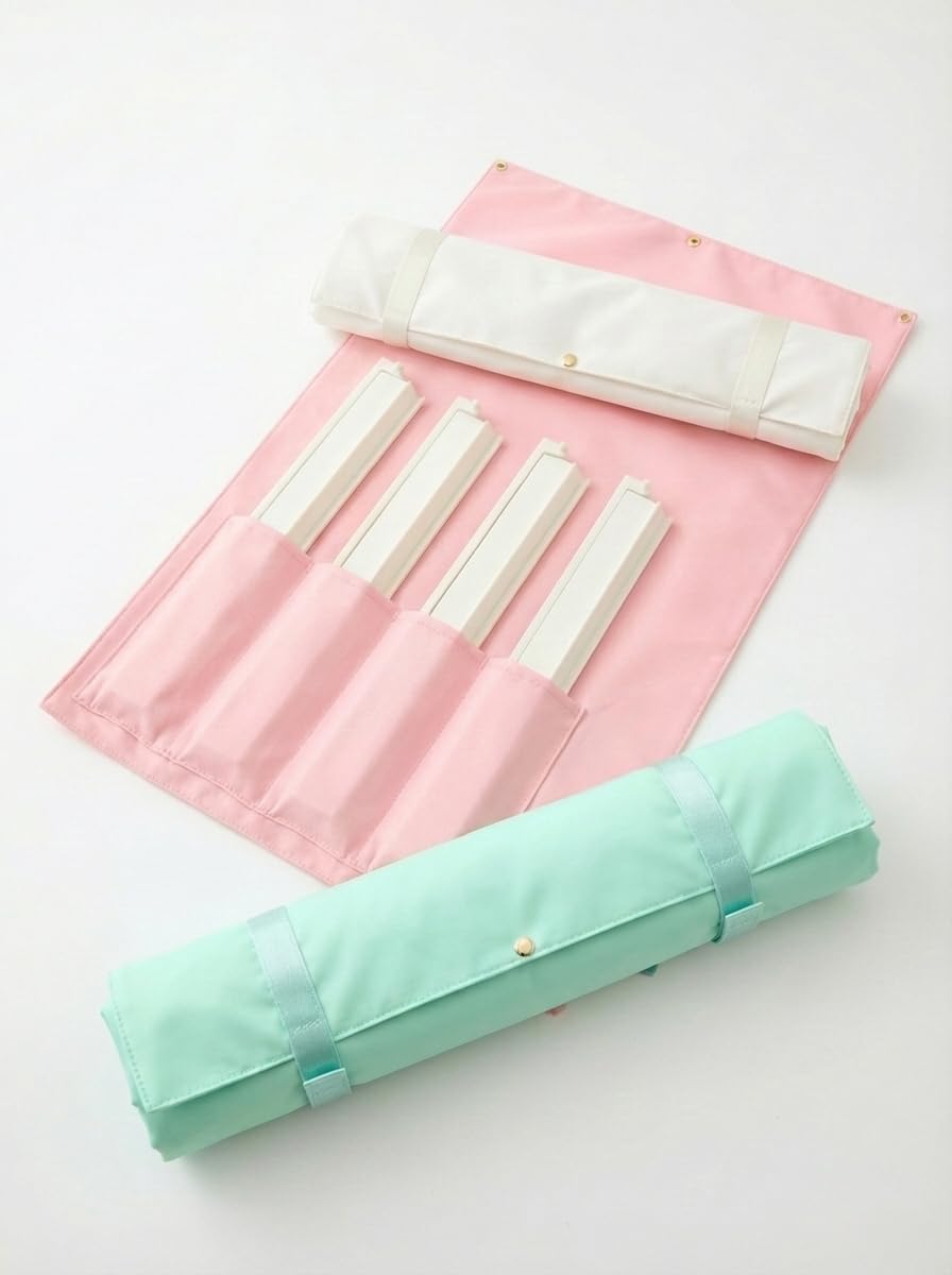 Mahjong Rack Storage Bag, Nylon Protective Case with 4 Internal Pockets and Straps, Fits 20 inch Accessories, Available in Mint, Pink, Cream, Lilac, Denim. (Denim (Dark Blue))