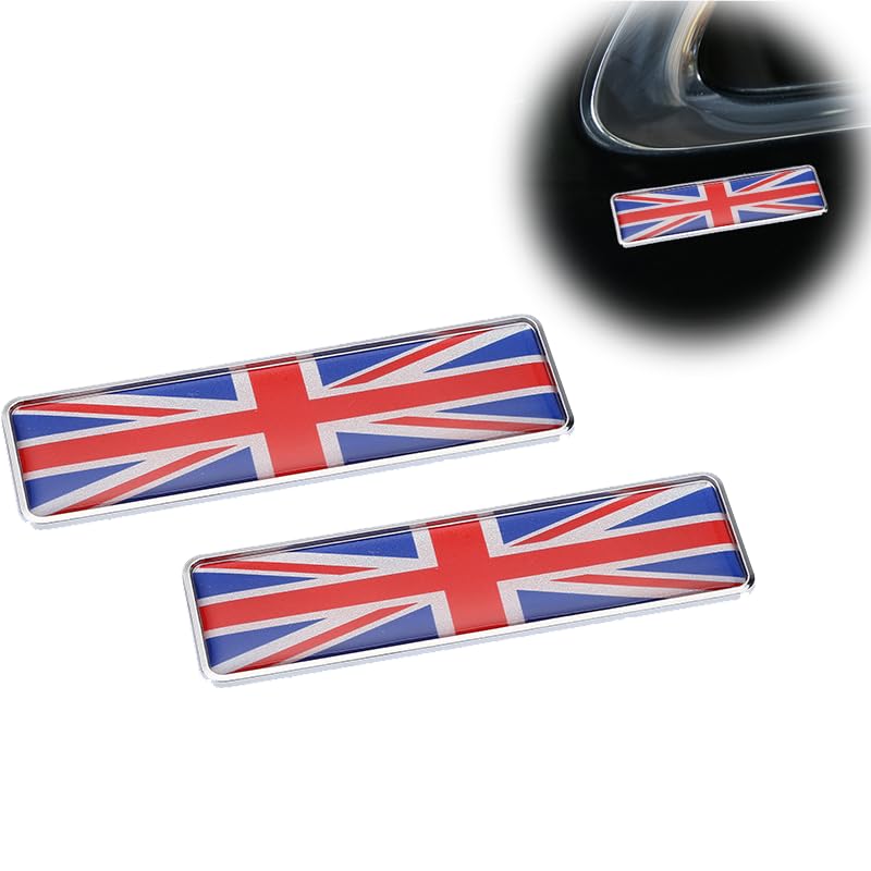 Vokowin2pcs UK GB England United Kingdom Metal Car Signs Stickers 3D Emblem National Flag Badge Graphic Decals for Universal Auto Motorcycle Helmet Fender Trunk (K358-2)