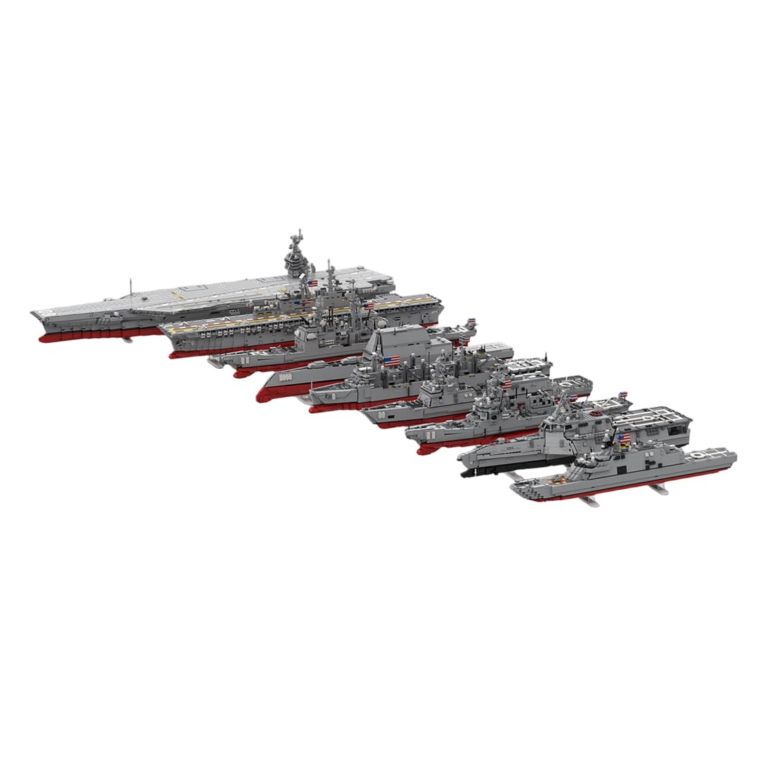 Quibuilds Multi-Schiff Kriegsschiff Flotten Bausatz, MOC-242144 Kriegsschiff Klemmbausteine Set, Schreibtisch- und Raumdekoration, Geschenk für Militärfans und Erwachsener (15639 Teile)
