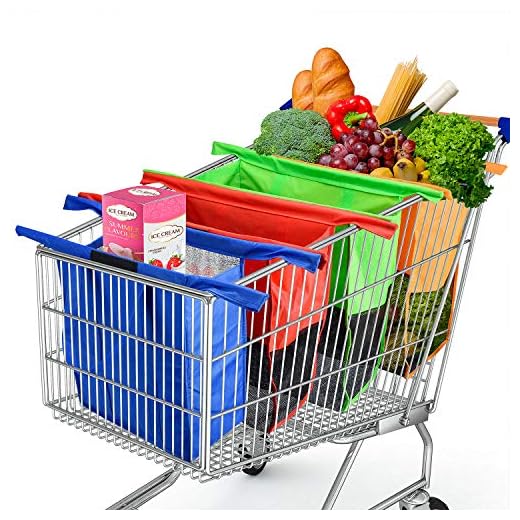 Glotoch Reusable Trolley Bags For Shopping Cart 4 Pack Shopping Cart Bags Reusable Grocery Bags for Trolley Carts Shopping Bags Trolley Bags Grocery Cart Bags for Hot or Cold Groceries