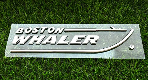 Image of 1pc Boston Whaler Emblem 3D Badge Nameplate Letter Size 8-3 /4 inch X 2 inch Peel and Stick (Chrome)