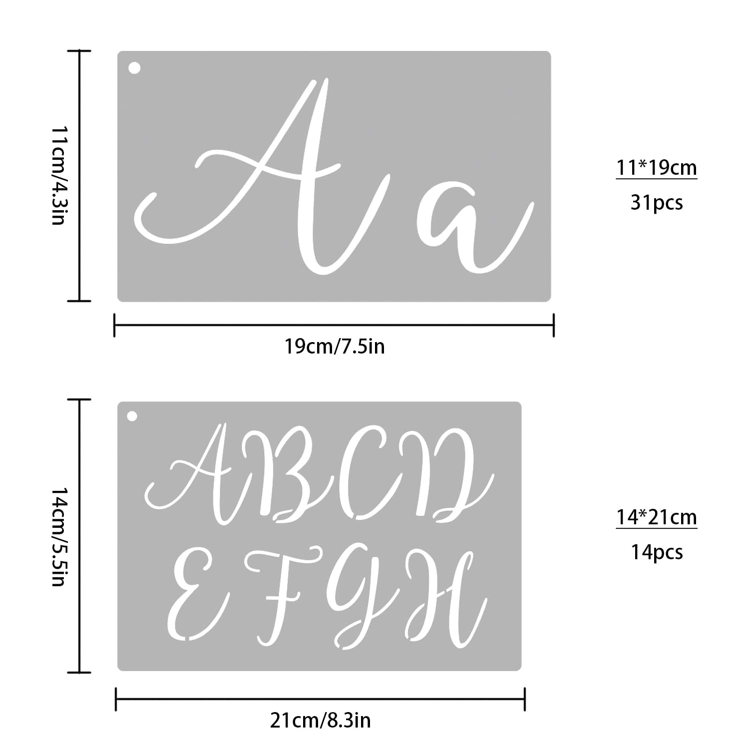 QBIX Lettersjablonen Set - 10 x 8,5cm - Complete Alfabet - Letters zijn 5cm hoog