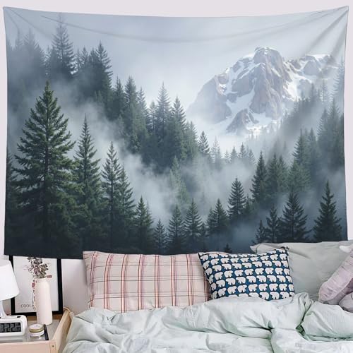 Tapisserie murale esthétique forêt vert foncé déco chambre et arrière-plan 180x230