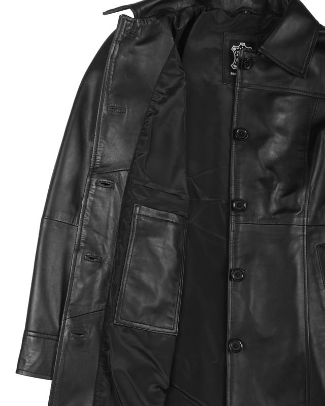 Image of Blingsoul Disc Leather Long Women's Coat (N3) | [1316186] Kandis Black, 2XL