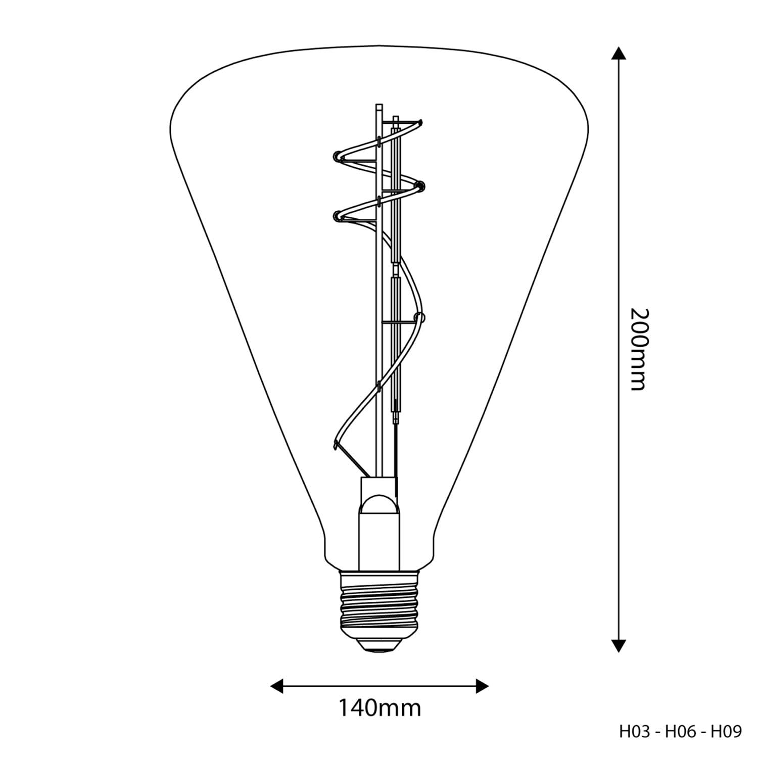 Ampoule tranparente LED H03 Cone 140 10W 1100Lm E27 2700K Dimmable