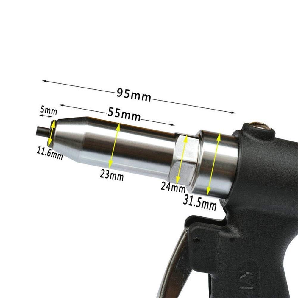 JF-XUAN Portable Practica Pneumatic Pneumatic Rivet Tool, Lengthened Small Guide Stainless Steel Rivet Hand Tool Hand Tools Industrial Pneumatic Riveted Nut