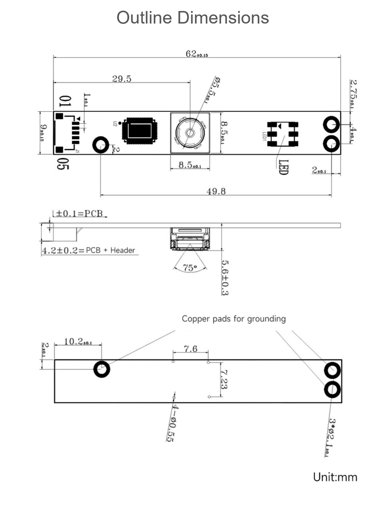 TUOPUONE IMX179 8 MP kamera USB stała ostrość automatyczne ogniskowanie połączenie z kablem USB 9 × 62 mm
