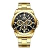 DREAMING Q&P Fq-005 Classic Style Gold Stainless Steel Mens Wrist Watches with Crystals for Man