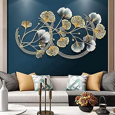 XLSRTDCY 3D Metal Wall Art, Metal Ginkgo Leaves Wall Art Decorations, Round Shape Apricot Leaf Wall Sculptures, Abstract Art Wall Decor, Wall Hanging Decor for Bathroom Living Room Bedroom Cover