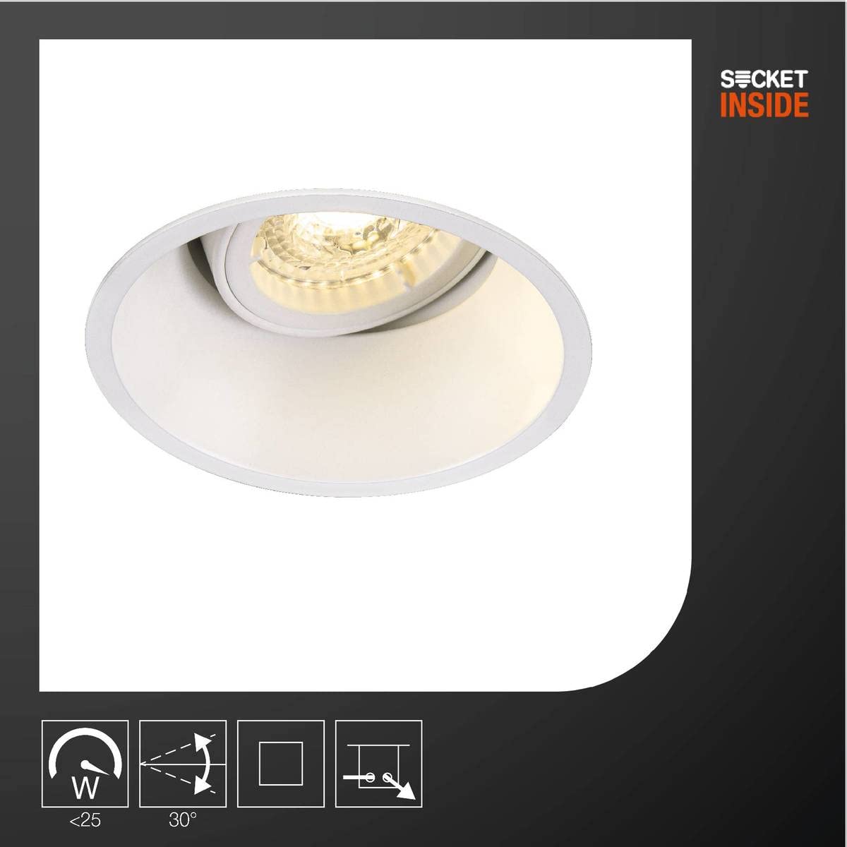 SLV LED Einbau-Strahler HORN-T, rund, schwenkbar | Dimmbare Deckenleuchten, Beleuchtung innen | LED Spots, Fluter, Deckenstrahler, Decken-Lampen, Einbau-Leuchten | einflammig, GU10 QPAR51