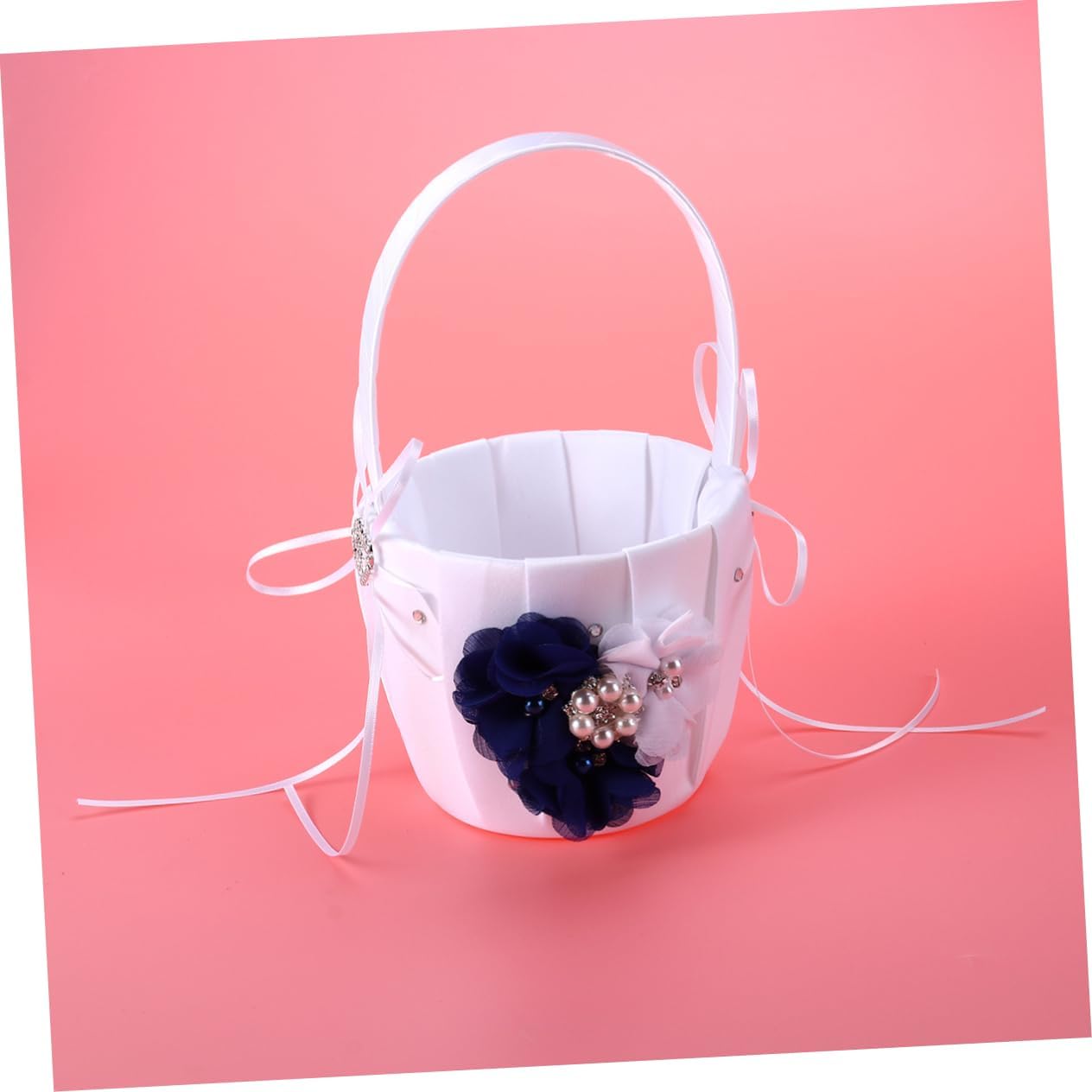 Complete Wedding Set Ring Pillow Flower Basket Notebook Pen Holder 20x20cm Elegant Floral Pearl Decor Ideal for Bride