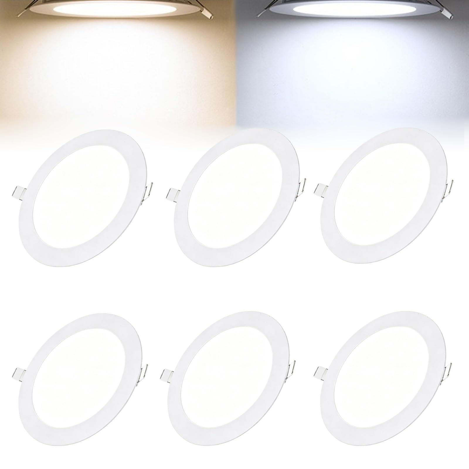 Tashace LED Recessed Ceiling Lights 3000K/4500K/6000K Adjustable Round Spotlights(6pack,24w/292mm)
