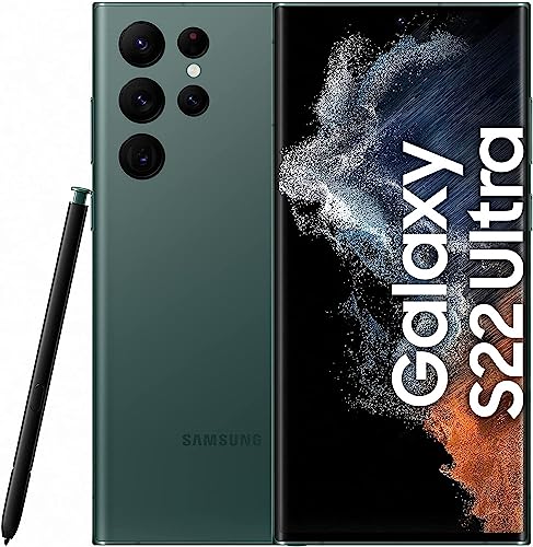 Samsung Galaxy S22 Ultra 5G Smartphone, 6.8 Zoll Dynamic AMOLED Display 2X, 120Hz, HDR10+, 108MP Kamera, 5.000 mAh Akku, Hybrid-SIM, Android 12 to 13 - Deutsche Version (1 TB, Green)