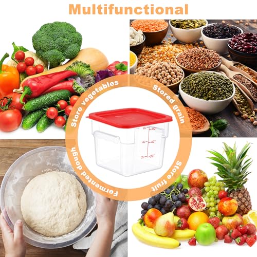 Image of Ziliny 15 Sets 6 Qt Dough Proofing Container with Lid, Red