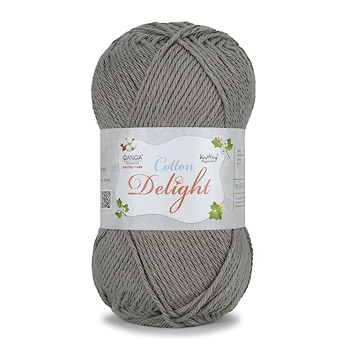 Image of Ganga Acrowools Cotton Delight, Dk Weight Cotton Yarn, Oekotex Class L Certified 100G, 169M COD006 Dove Grey