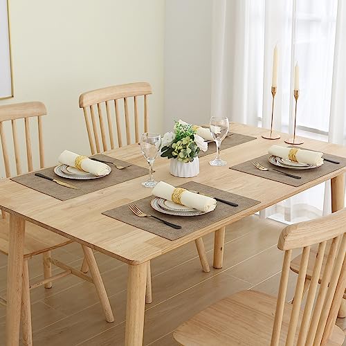 Homaxy Faux Leather Heat Resistant Placemats For Dining Table Set Of 6, Waterproof Wipeable Washable Pu Table Mats, Easy To Clean Anti-Slip Place Mats, 11.8" X 17", Light Brown #TOP7