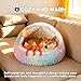 SUOXU Beruhigendes kleines Hundebett, großes Katzenbett, warmes, kuscheliges Plüsch-Winterbett für Hunde, rutschfeste Unterseite, maschinenwaschbar, Anti-Angst-Haustier-Sofa mit Kapuze für Katzen