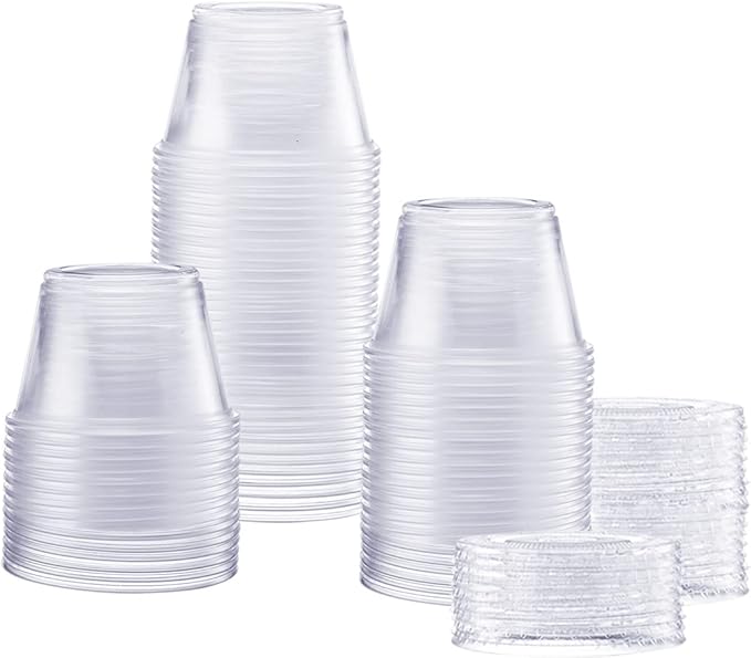 [100 Sets 4 oz.] Disposable Portion Cups with Lids, Souffle Cups