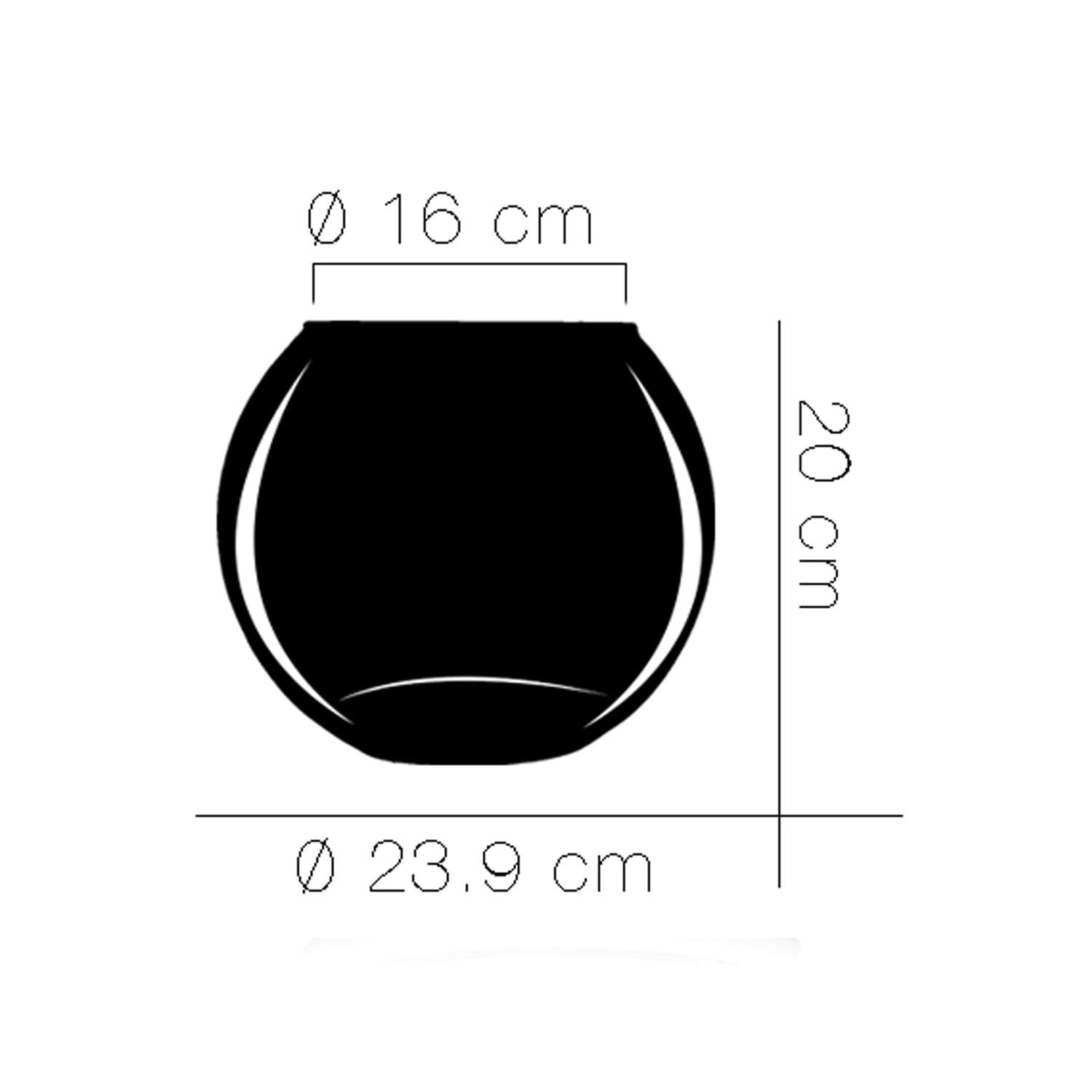 Florero o Pecera de Cristal, Acuario para Peces o Flores - Diámetro 23.9 x Altura 20 cm. -JUANIO-