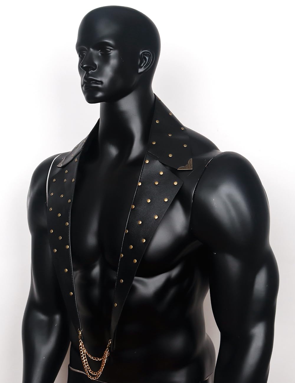 keland Punk Faux PU Leather Neck Stule Cape Cover dla kobiet, mężczyzn i marynarki (Z-czarny)
