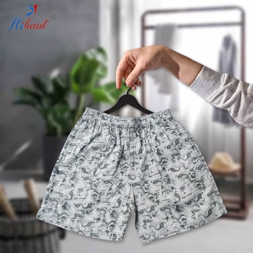 Image of Men's Cotton Shorts Waistband, Zip Fly, 1 Zip Pocket, Back Pockets (Pack of 2)