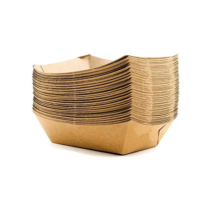 Buy 100 x Medium Brown Paper Cardboard Food Trays [600ml, 150mm x 210mm