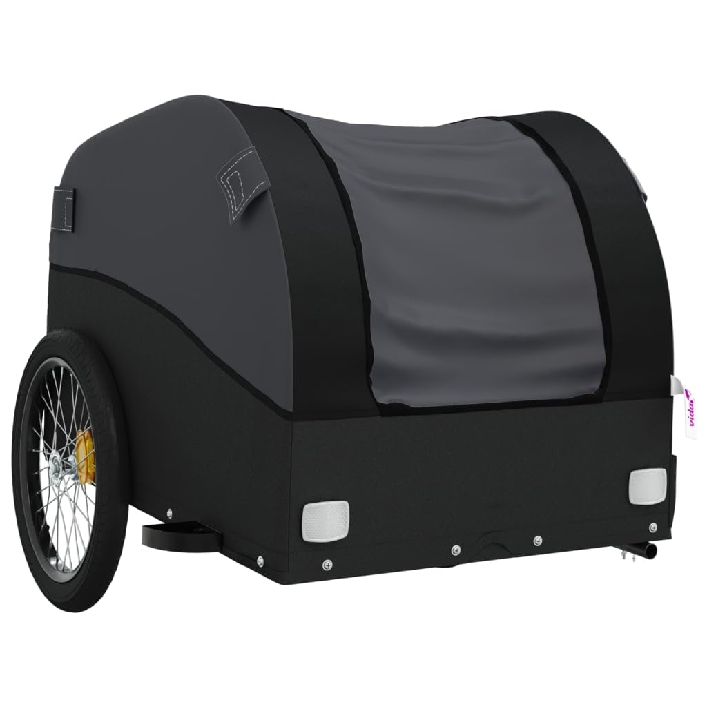Fahrradanhänger Schwarz 45 kg Eisen, Fahrrad-Lastenanhänger, Fahrrad-Großlastwagenanhänger, Fahrrad-Lastenwagen, Fahrrad-Lastenwagen, Radfahren, Camping, Gepäckaufbewahrung, Träger, Transport