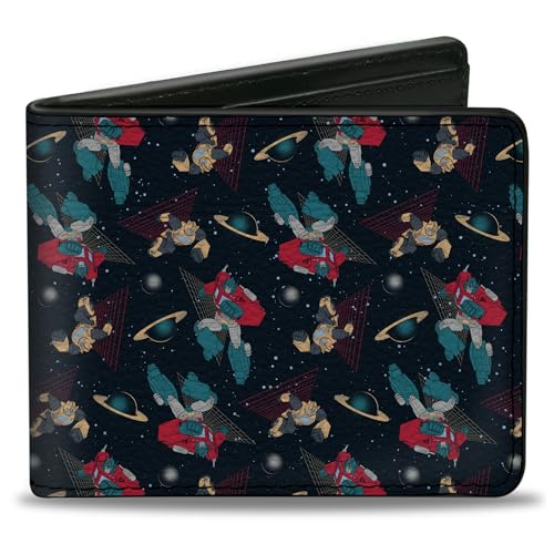 Transformers Wallet, Bifold, Transformers Bumblebee and Optimus Prime Pose Collage Black, Vegan Leather
