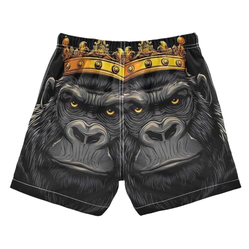 Swimming Clothes for Boys, Anti Chafe Swim Trunks for Boys 2 T, Cartoon Gorilla Crown2