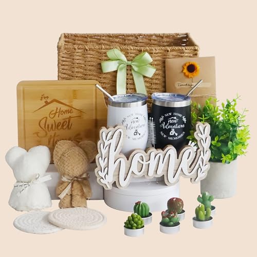 Set cesta regalo para casa, 18 piezas con tabla de cortar de bambú