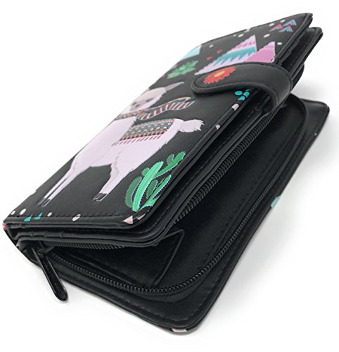 Shag Wear Llama Large Animal Wallet for Women and Teen Girls Vegan Faux Leather 7" Black3