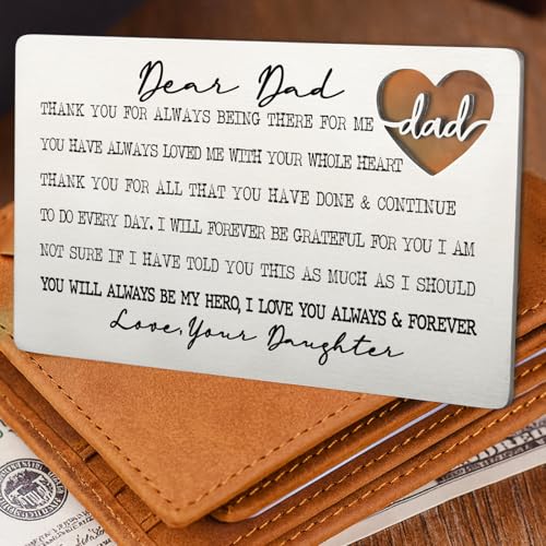 Image of YODOCAMP Dad Appreciation Wallet Card, Thank You Gift from Daughter, Encouragement Greeting Card for Father, Everyday Reminder of Love and Gratitude, Pocket Size Message Card QBK17