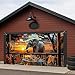 Elegant Elephant Sunset Garage Door Cover, Wildlife Scenic View Large Garage Door Decorations, Outdoor Patio Decor for All Seasons, Nature Theme Home Decoration 157x71 Inch