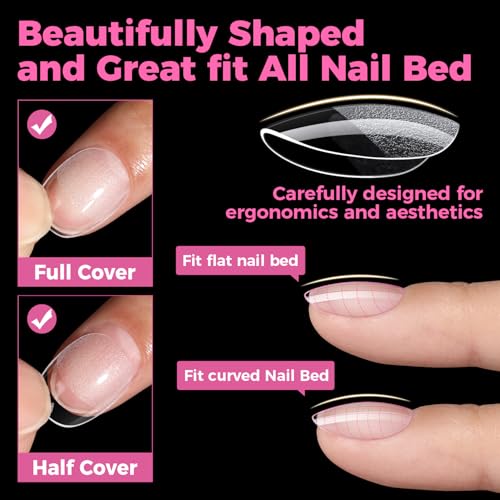 Image of UNA GELLA Extra Short Oval Round Nail Tips 312pcs Short Oval Gel Nail Tips