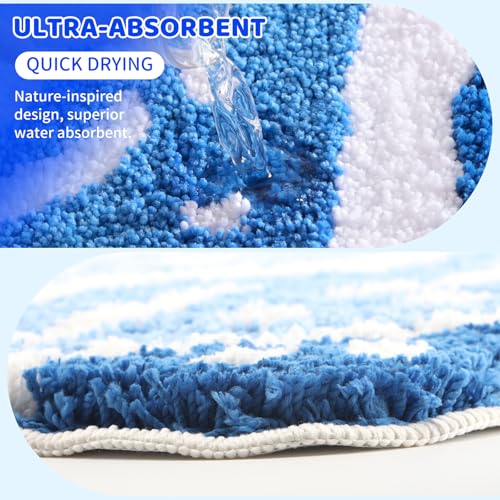Alfombra de baño Strand Stil con diseño de olas oceánicas en suave microfibra para ducha 6