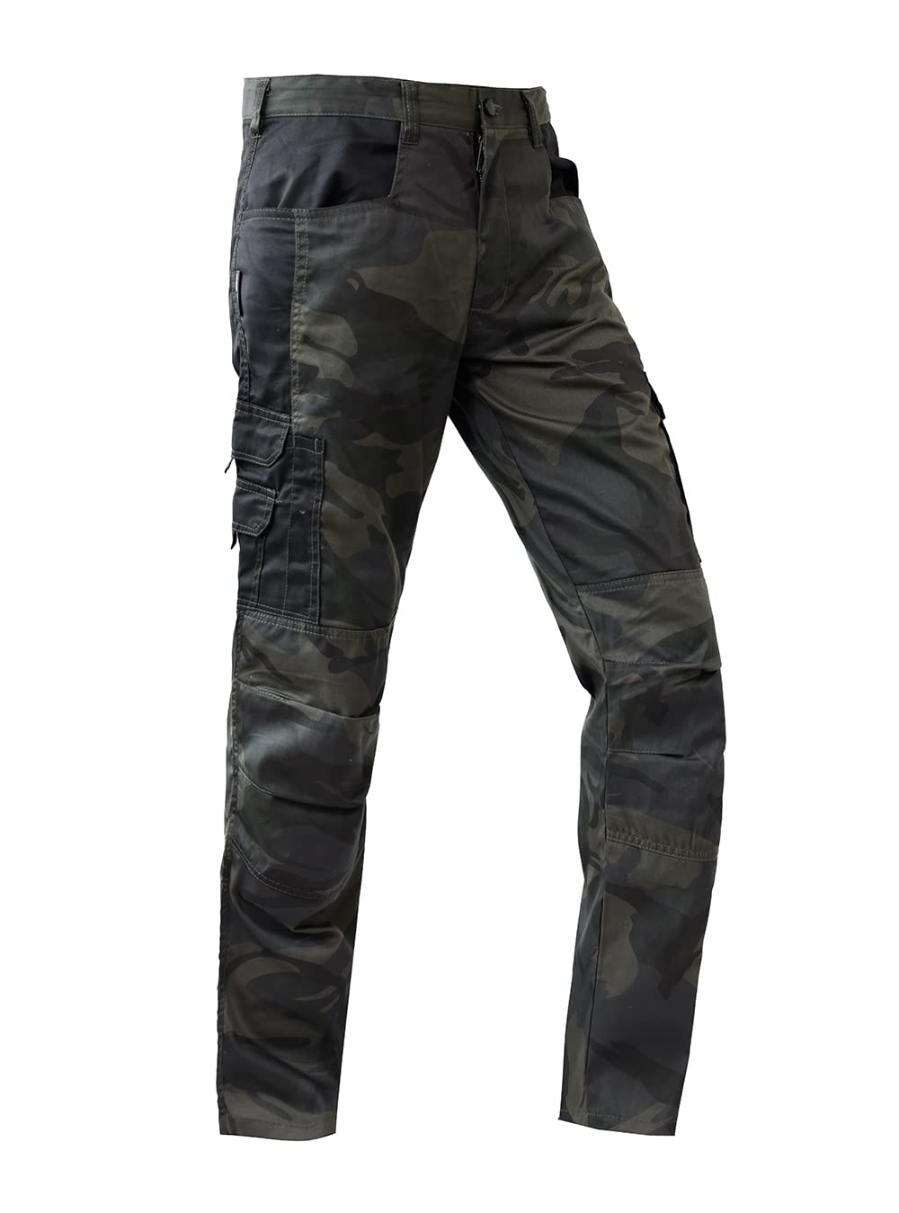 WORK IDEA Werkbroek voor heren, camouflagebroek, cargobroek met kniezakken aan de binnenkant, Camouflage, 42 WORK IDEA Werkbroek voor heren, camouflagebroek, cargobroek met kniezakken aan de binnenkant, Camouflage, 42