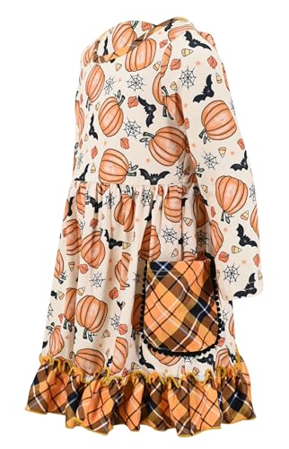 Girls Long Sleeve Ruffled Dresses for Toddlers and Kids 12 Years Halloween Spooky One3