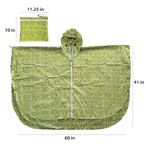 Trenton Gifts Zippered Green Floral Rain Poncho With Take Away Pouch4