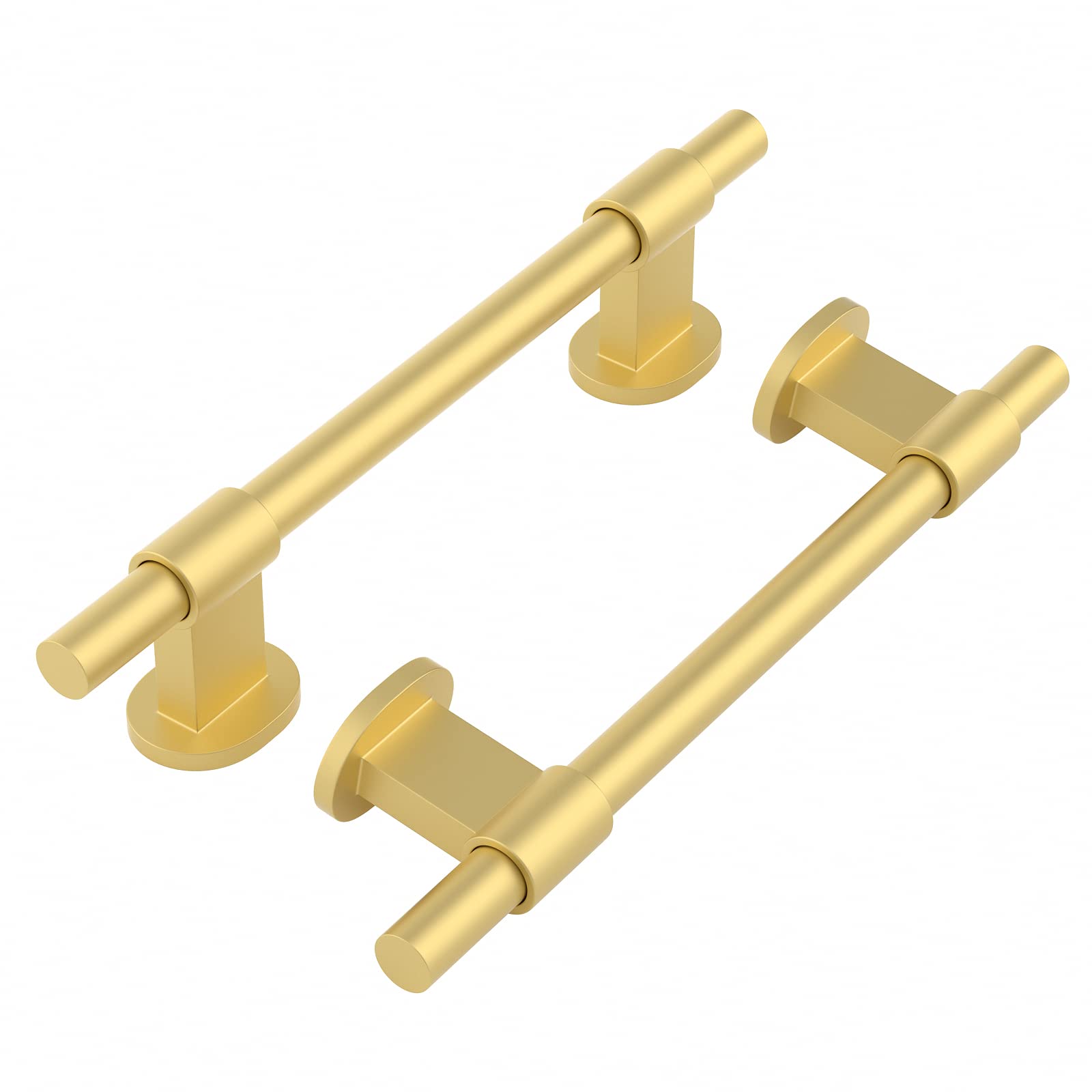 Haidms 10 Pack Gold Cabinet Handles Adjustable Cabinet Pulls, 1-3/8" to 4" (35-102mm) Hole Centers Round Bar Drawer Pulls for Kitchen