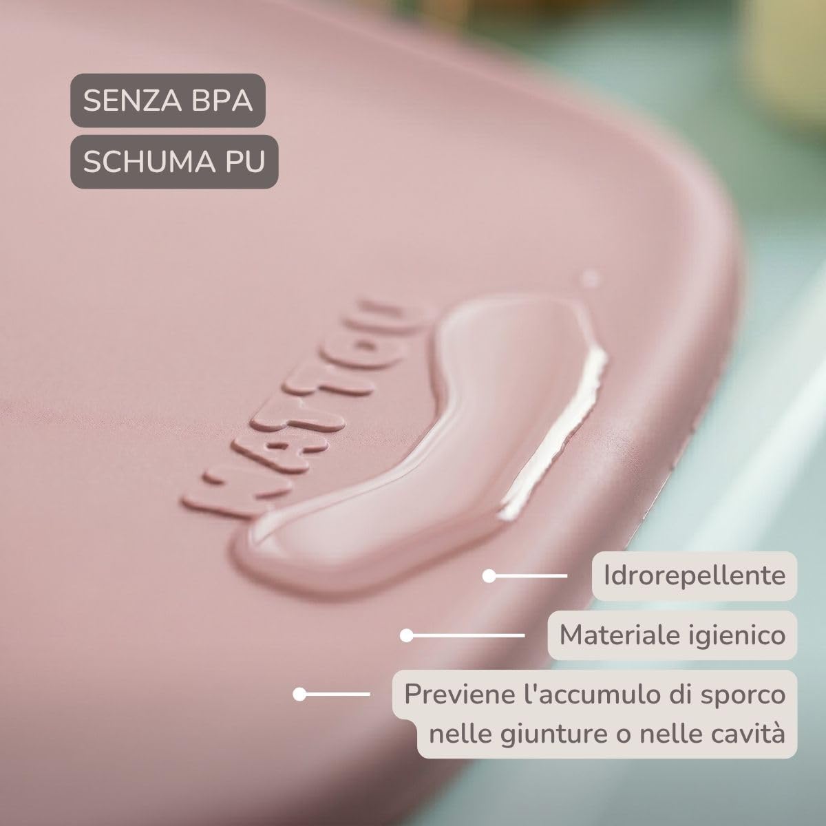 Nattou Materassino fasciatoio in morbida schiuma PU, materassino fasciatoio lavabile, circa 50 x 70 cm, Softy, Dusty Pink