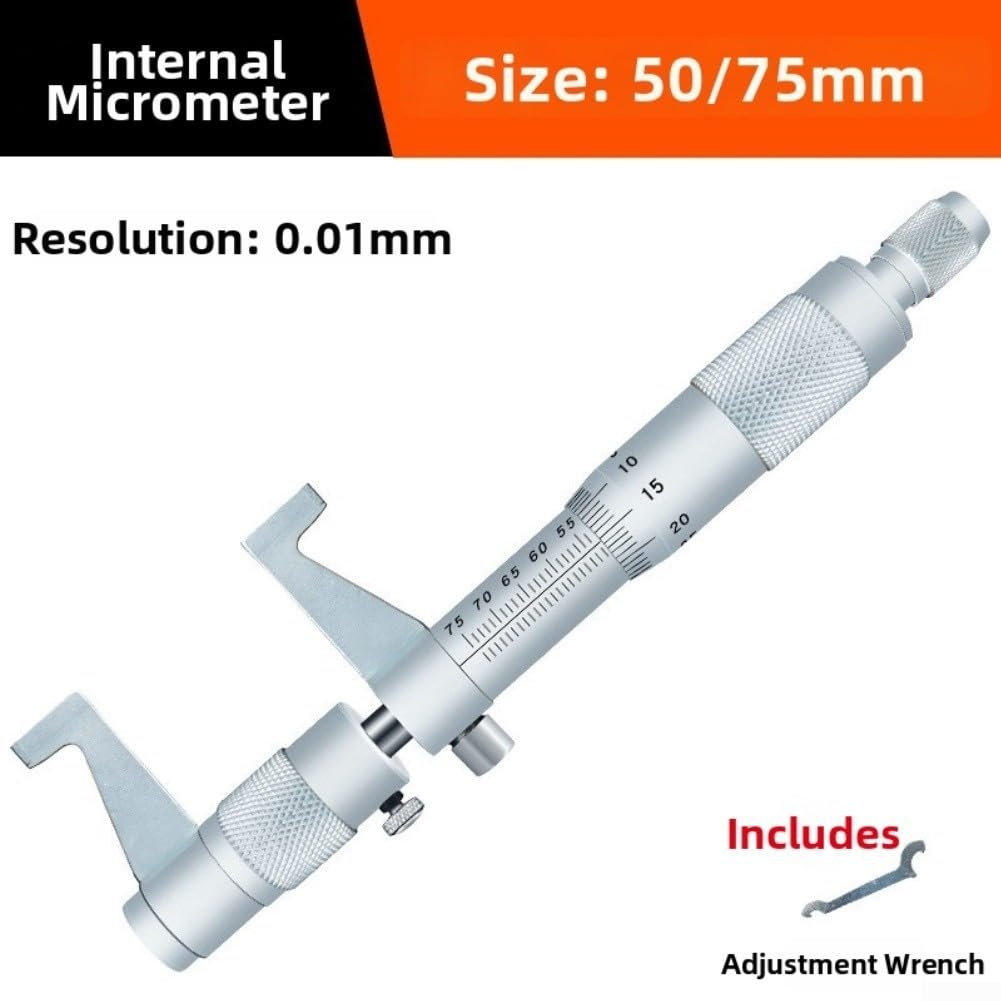 Innenloch-Mikrometer-Set, Edelstahl, 0,01 mm Genauigkeit (50–75 mm)