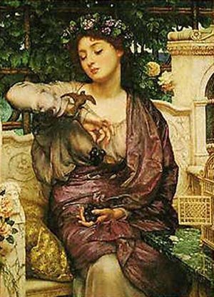 Peinture à l'huile Lesbia and Her Sparrow pour décoration grand format salon