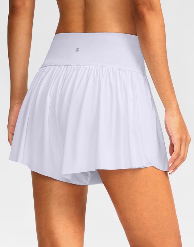 Soothfeel Falda de natación de cintura alta para mujer, pantalones cortos de 3 pulgadas, traje de baño fluido para mujer, con bolsillos, UPF 50+