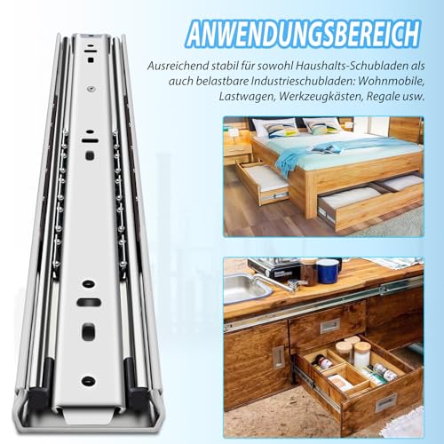 VAGUDE Heavy Duty Drawer Slides Full Extension Side Mount 14 16 18 20 22 24 26 28 30 32 34 36 40 Inch 150 Lbs Metal Dresser Cabine Rails Tracks Glides Runner 1 Pair (Without Lock, 16 Inch) - Image 6