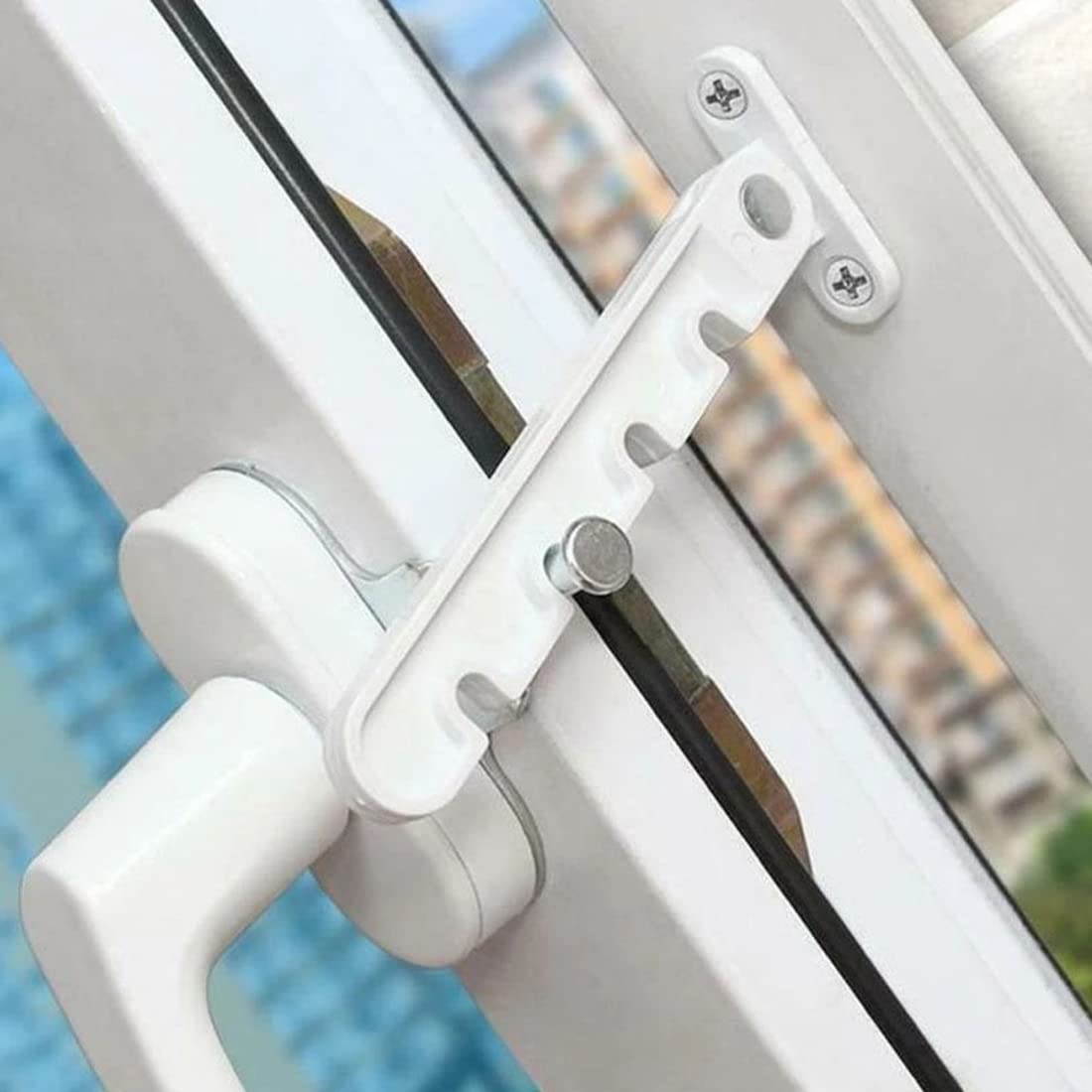 2 Pezzi Limitatore di Finestre, Regolatore per Finestra, Blocca Finestra, Serratura per Finestra, Fermi per Finestra Limitatore di Finestre Protezione Contro per la Regolazione della Finestra