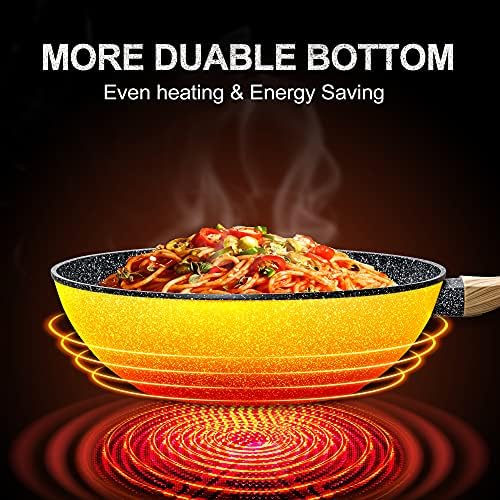 MICHELANGELO Wok 28cm, Non Stick Wok with Lid, Woks 28cm with Frying Basket & Steam Rack Wok Set, Deep Frying Pan, Woks & Stir-Fry Pans